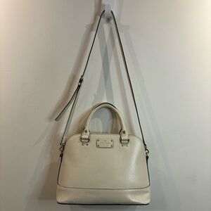 KATE SPADE NEW YORK Leather Cream Ecru Pink Lining Purse Crossbody Satchel